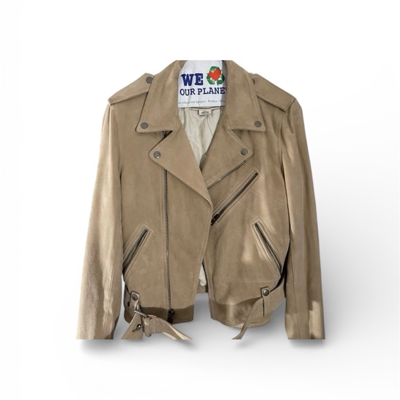 Polo Ralph Lauren Jackets & Blazers - POLO RALPH LAUREN BIKER GOAT SUEDE JACKET BEIGE WOMENS SIZE XL